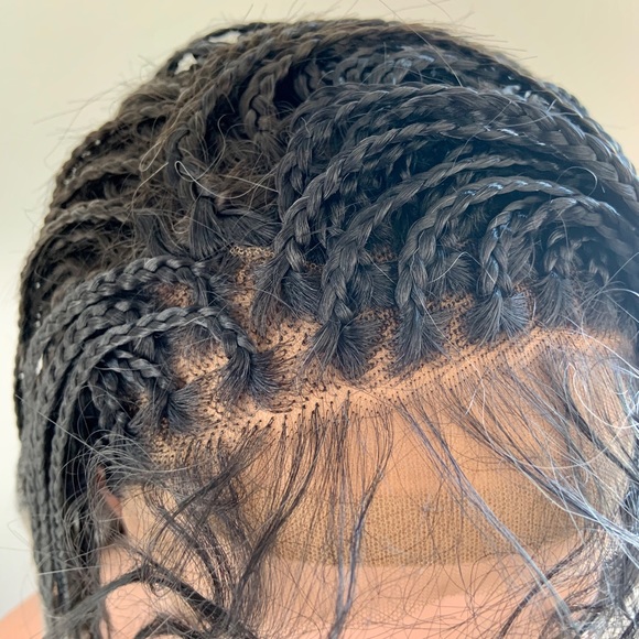 Gorgeous Ombre Grey Premium Fiber Braided Lace Front Wig for Daily Wear/Holidays - Picture 2 of 8